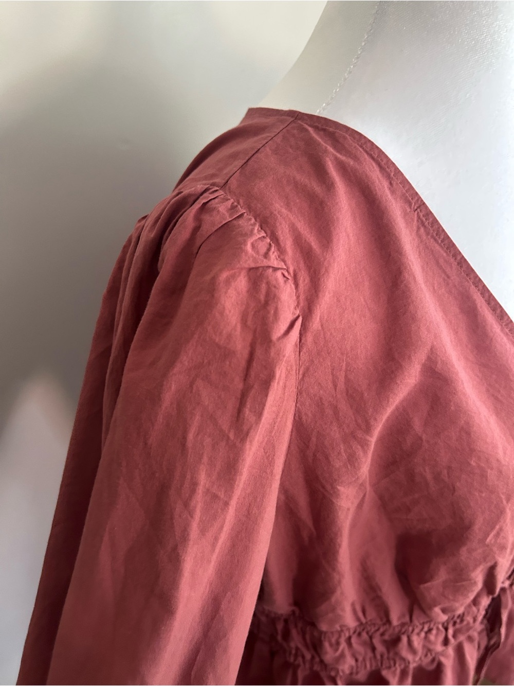 LOFT Double Tie Waist V-Neck Top in Dusty Rose - Picture 6 of 11
